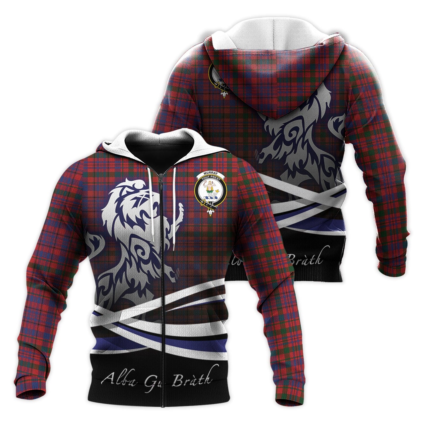 Printivon Murray Of Tullibardine Tartan Scottish Lion Hoodie