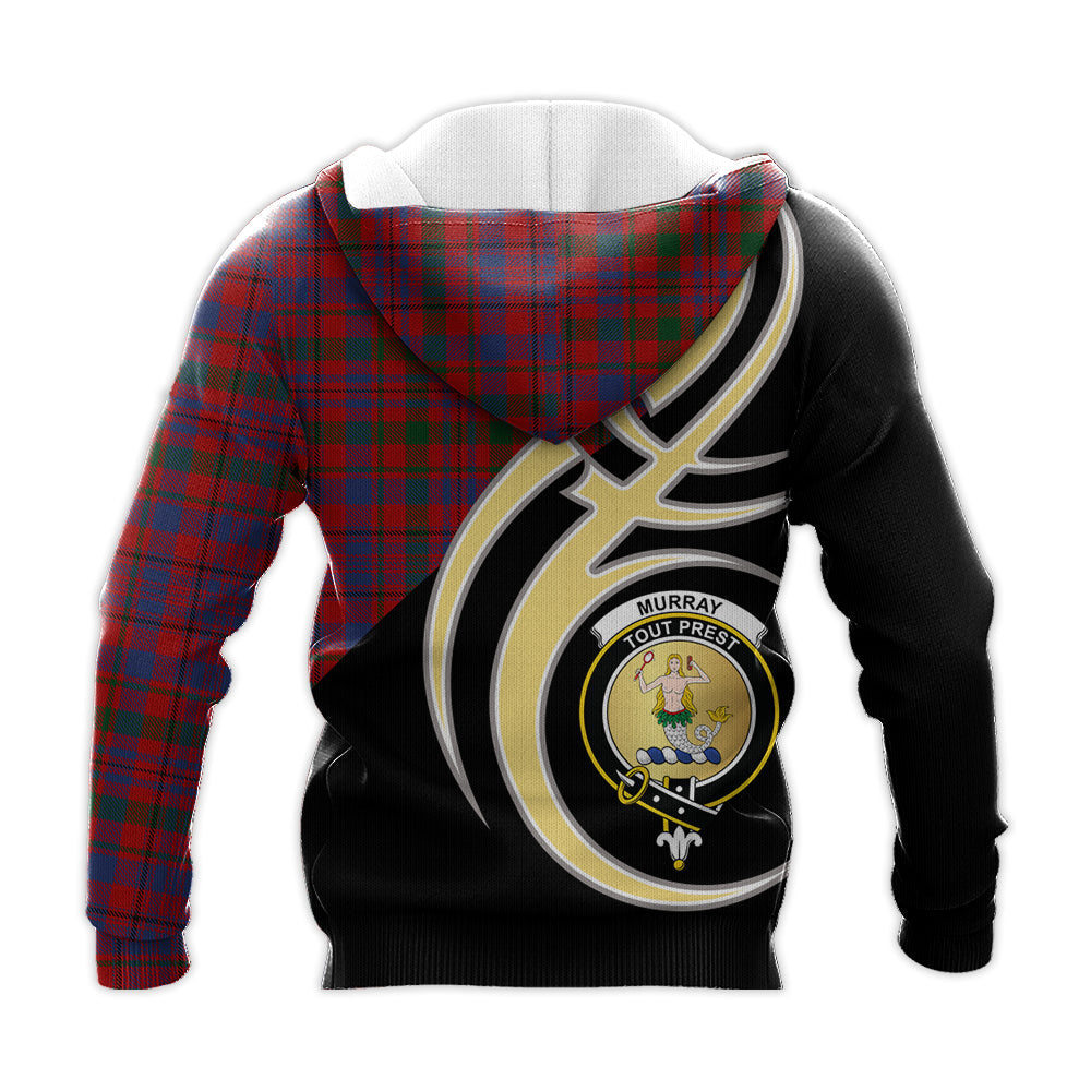 Printivon Murray Of Tullibardine Clan Believe In Me Crest Tartan Knitted Hoodie Custom Your Text
