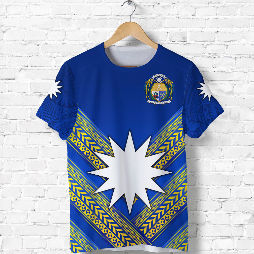 (Custom Personalised) Nauru Polynesian Flag T Shirt Creative Style Blue, Custom Text And Number