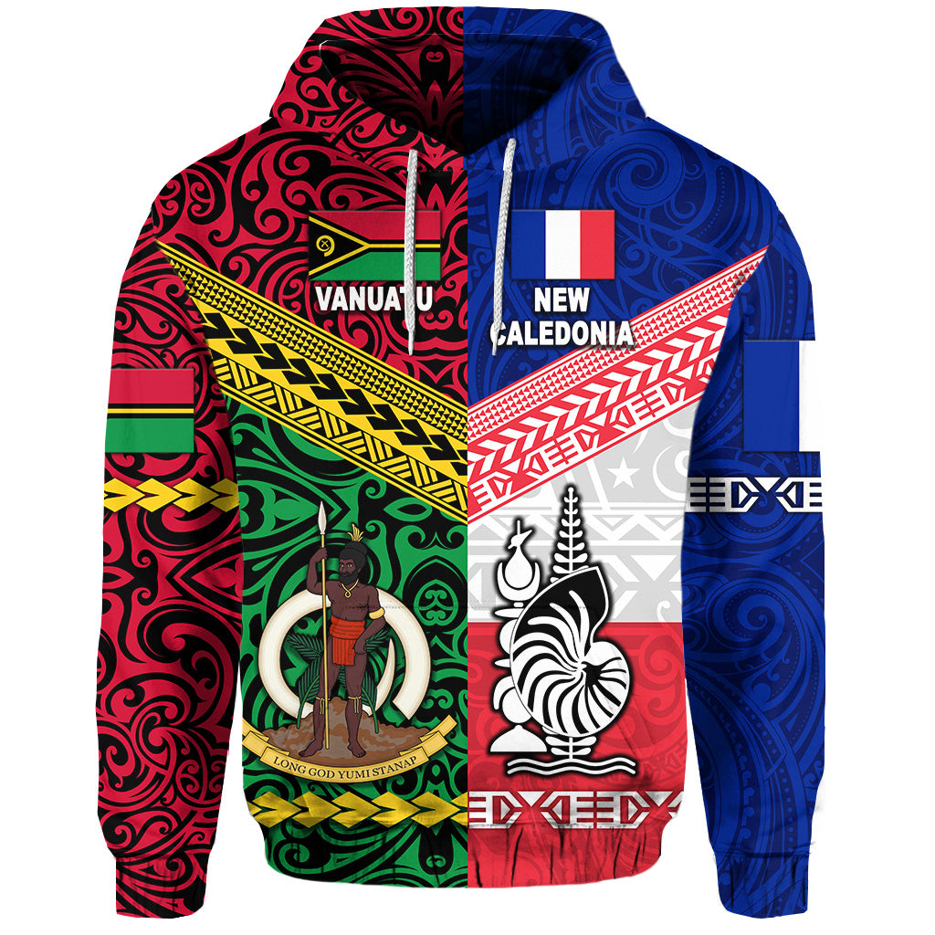 ( Personalised) Vanuatu And New Caledonia Flag Style Hoodie Together