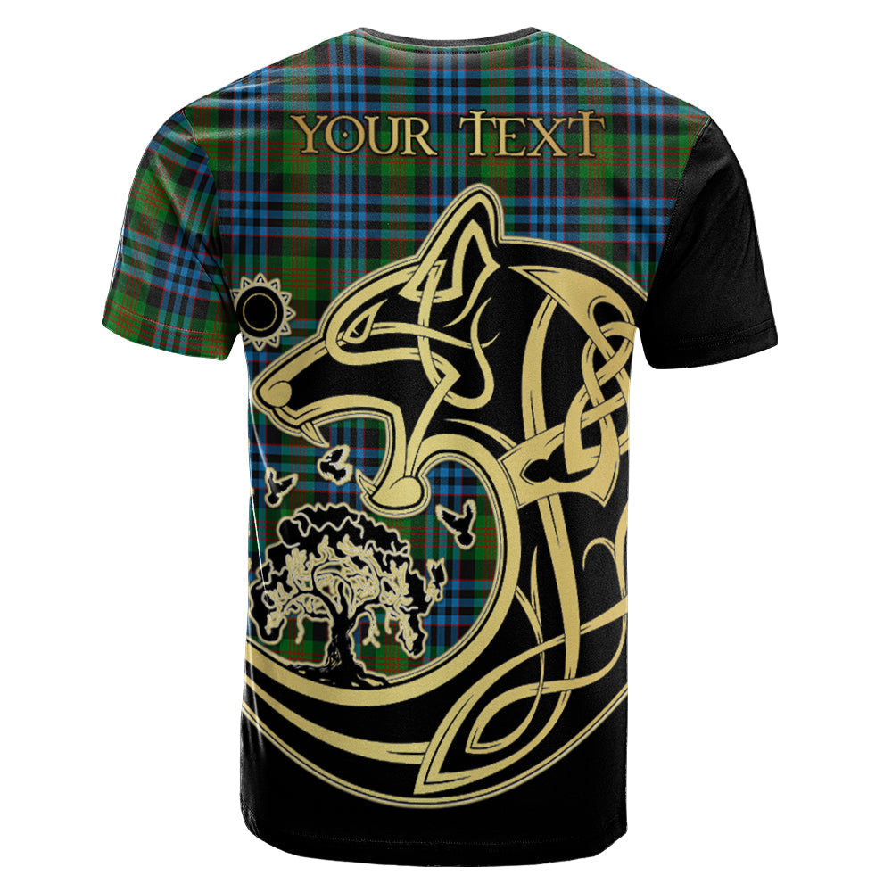 Printivon Newlands of Lauriston Crest Celtic Wolf Tartan T Shirt Custom Your Text
