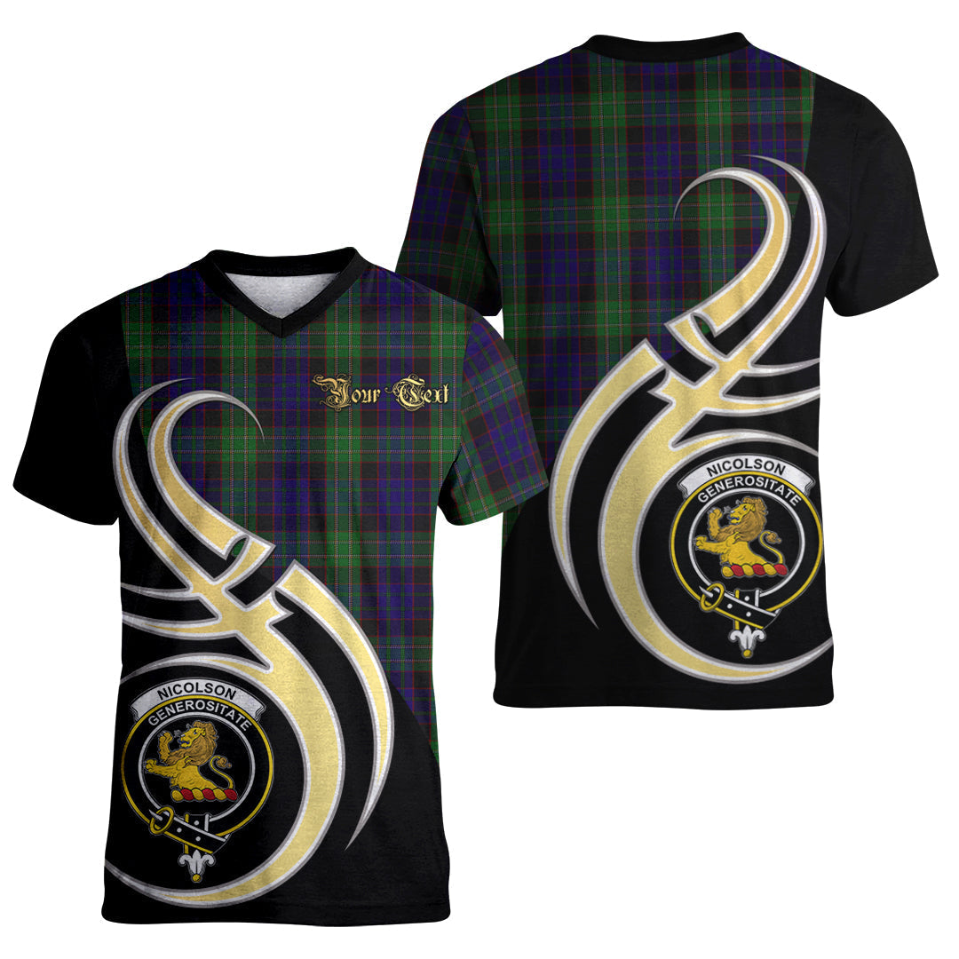 Printivon Nicolson Green Hunting Tartan Crest Believe In Me T Shirt