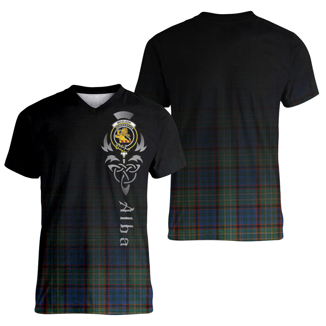 Printivon Nicolson Hunting Ancient Tartan Crest Alba Celtic T Shirt