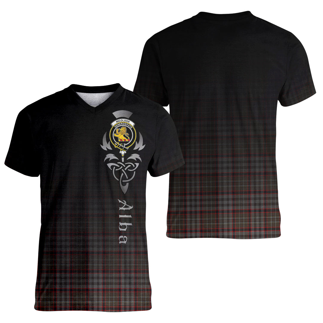 Printivon Nicolson Hunting Weathered Tartan Crest Alba Celtic T Shirt