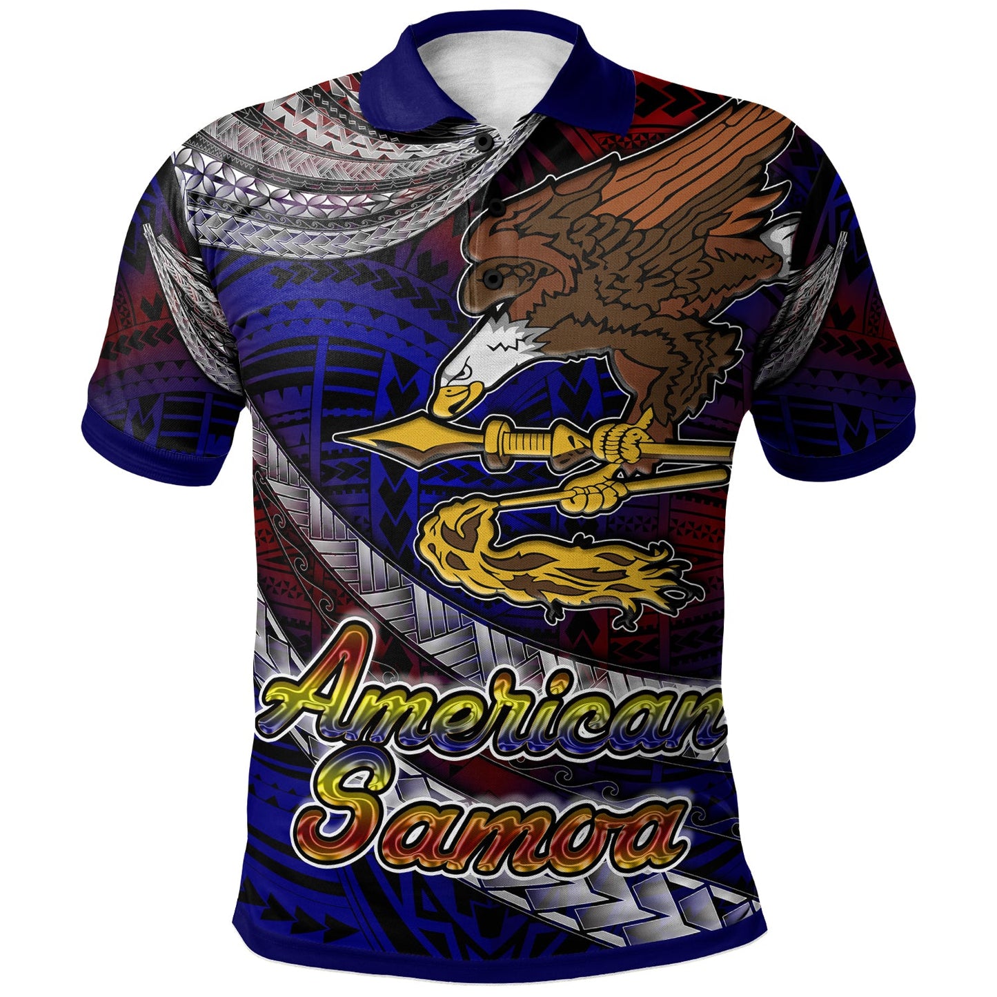 American Samoa Polo Shirt - American Samoa Eagle With Polynesian Patterns Polo Shirt