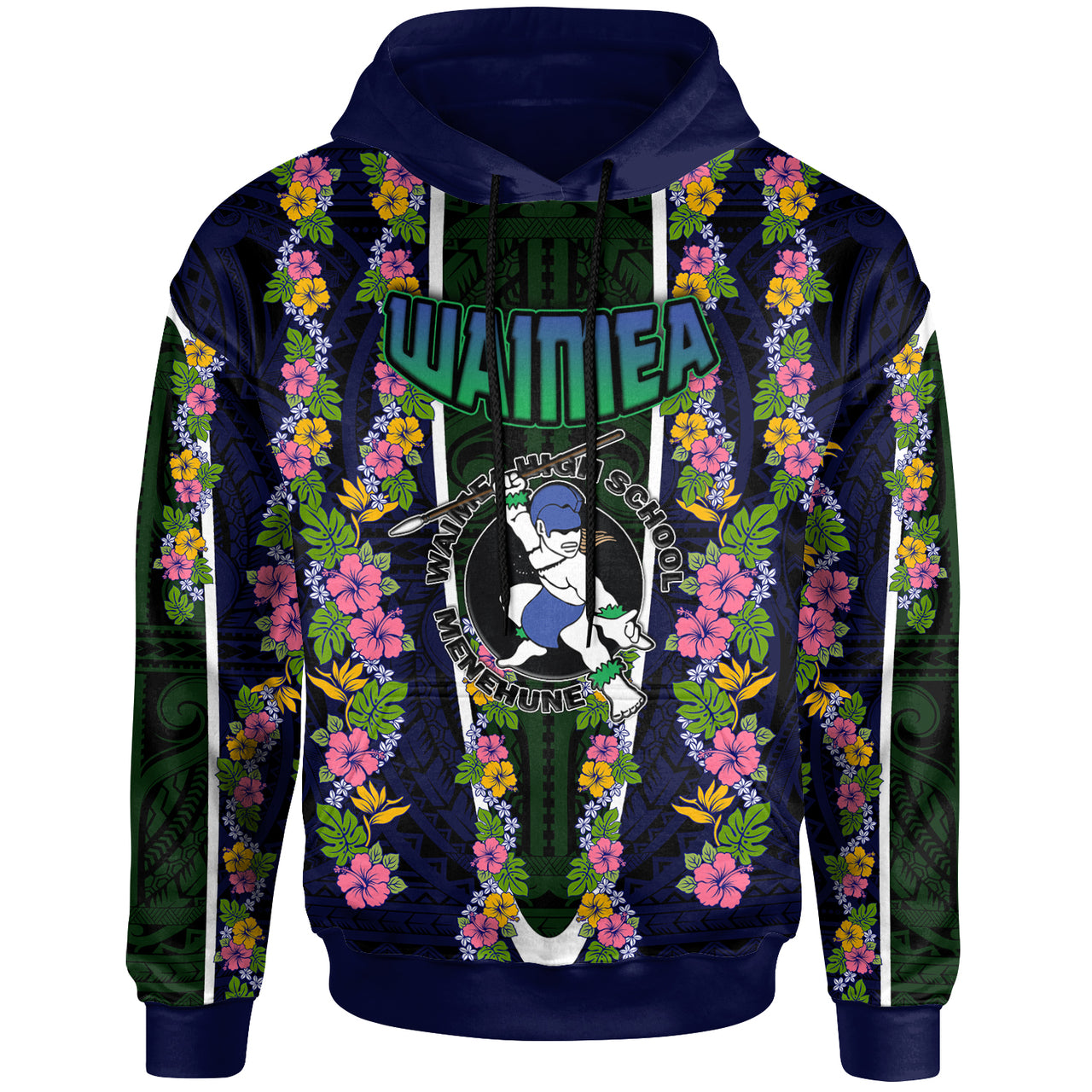 Hawaii Waimea High School Hoodie Waimea High School Polynesian With Floral Pattern
