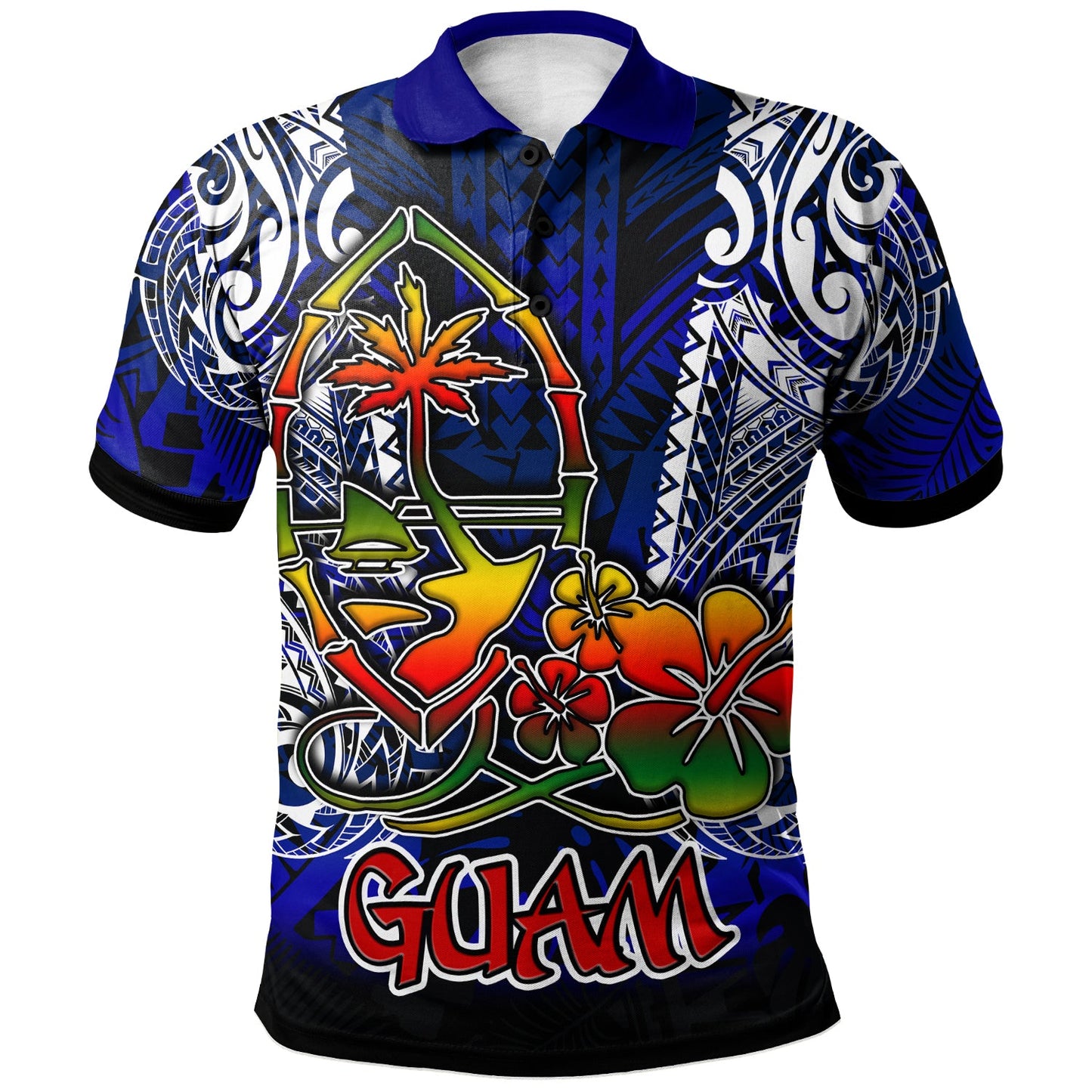Guam Polo Shirt - Guam Independence Day With Polynesian Tattoo Patterns