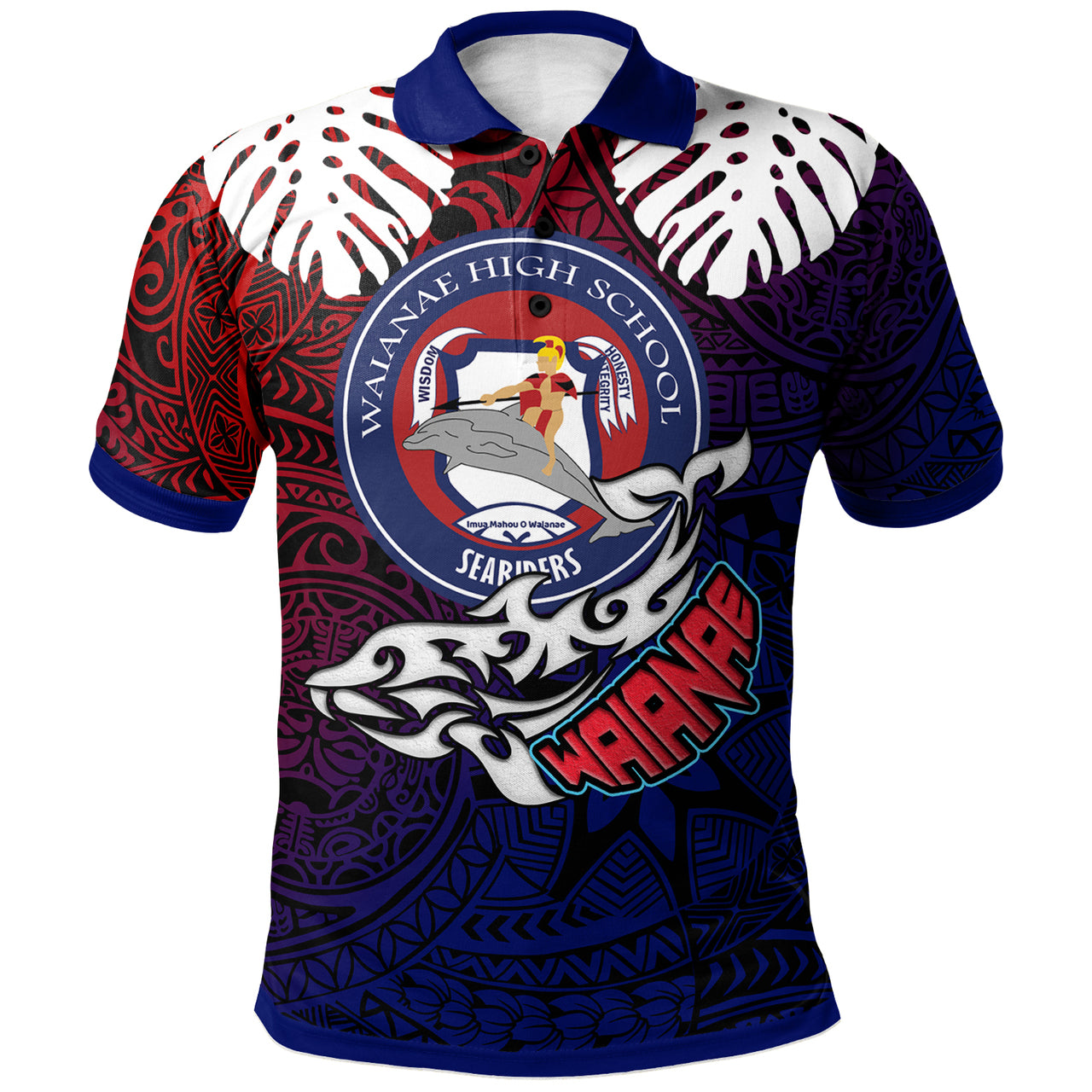Hawaii Waianae High School Polo Shirt - Waianae High School Polynesian Pattern