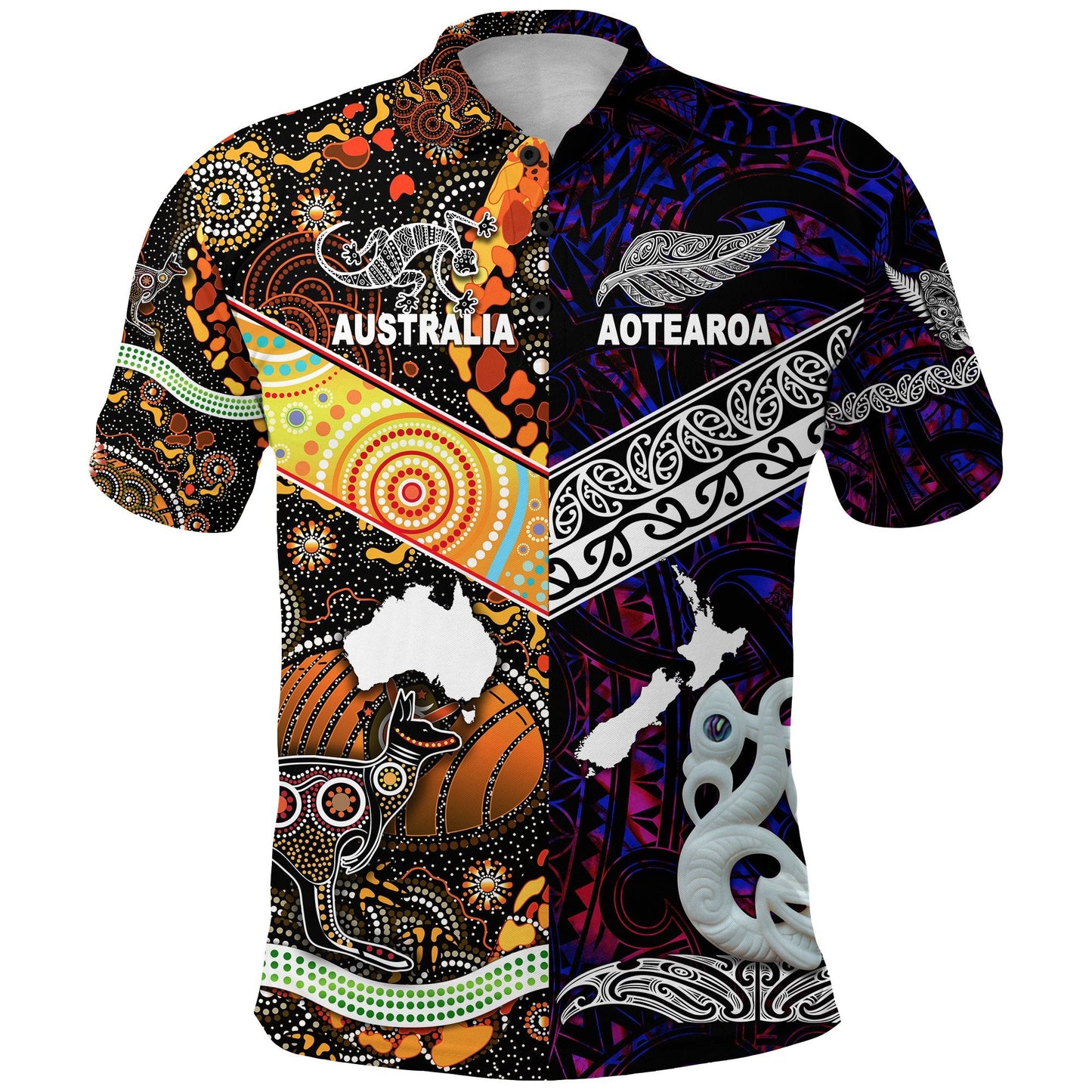 New Zealand Maori Aotearoa And Australia Aboriginal Polo Shirt Together - Purple
