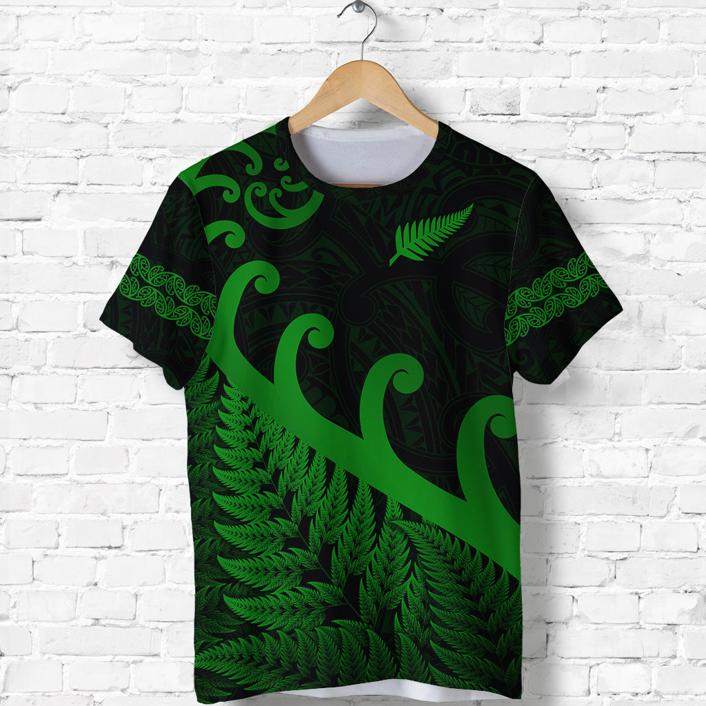 New Zealand Rugby Maori T Shirt Silver Fern Koru Vibes - Green