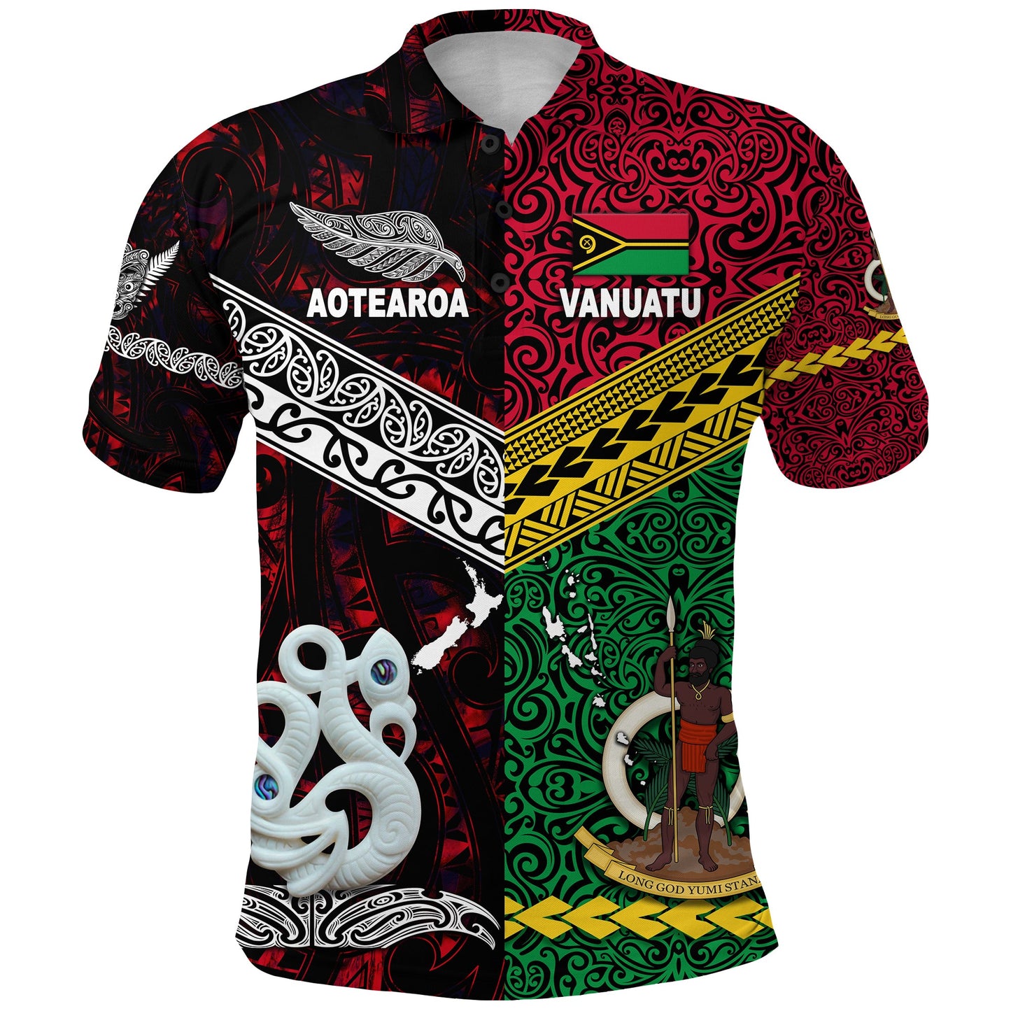 Vanuatu And New Zealand Polo Shirt Together - Red