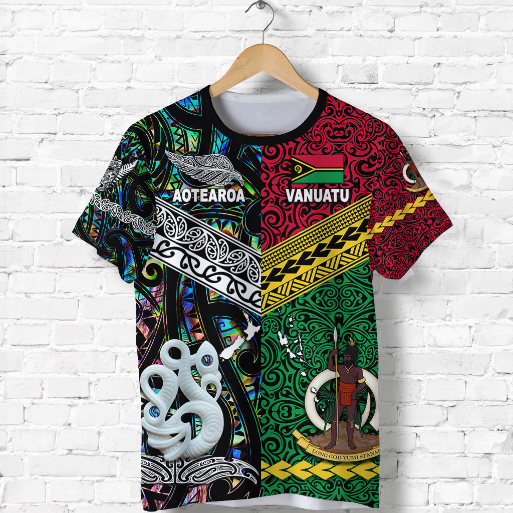 Vanuatu And New Zealand T Shirt Together - Paua Shell