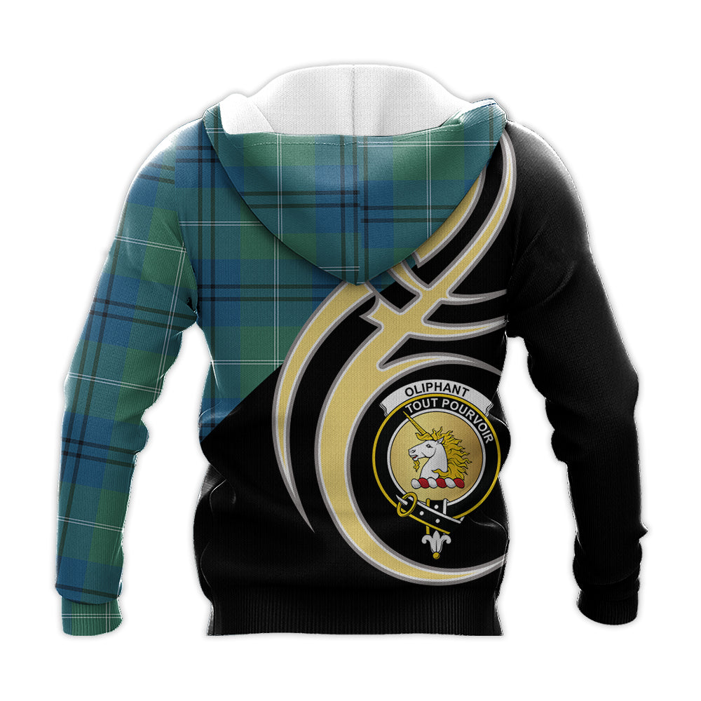 Printivon Oliphant Ancient Clan Believe In Me Crest Tartan Knitted Hoodie Custom Your Text