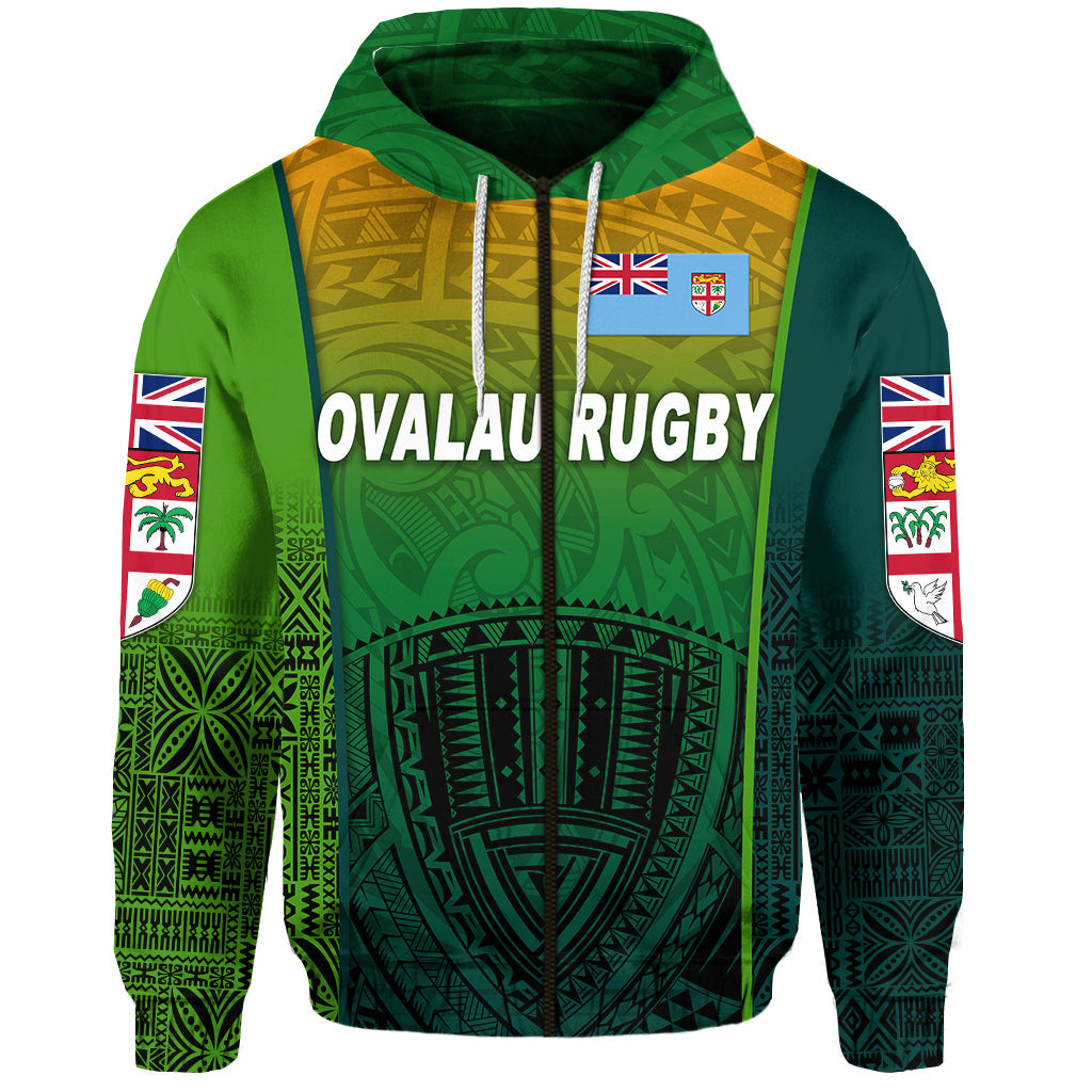 Fiji Ovalau Rugby Zip Hoodie Light Green Style
