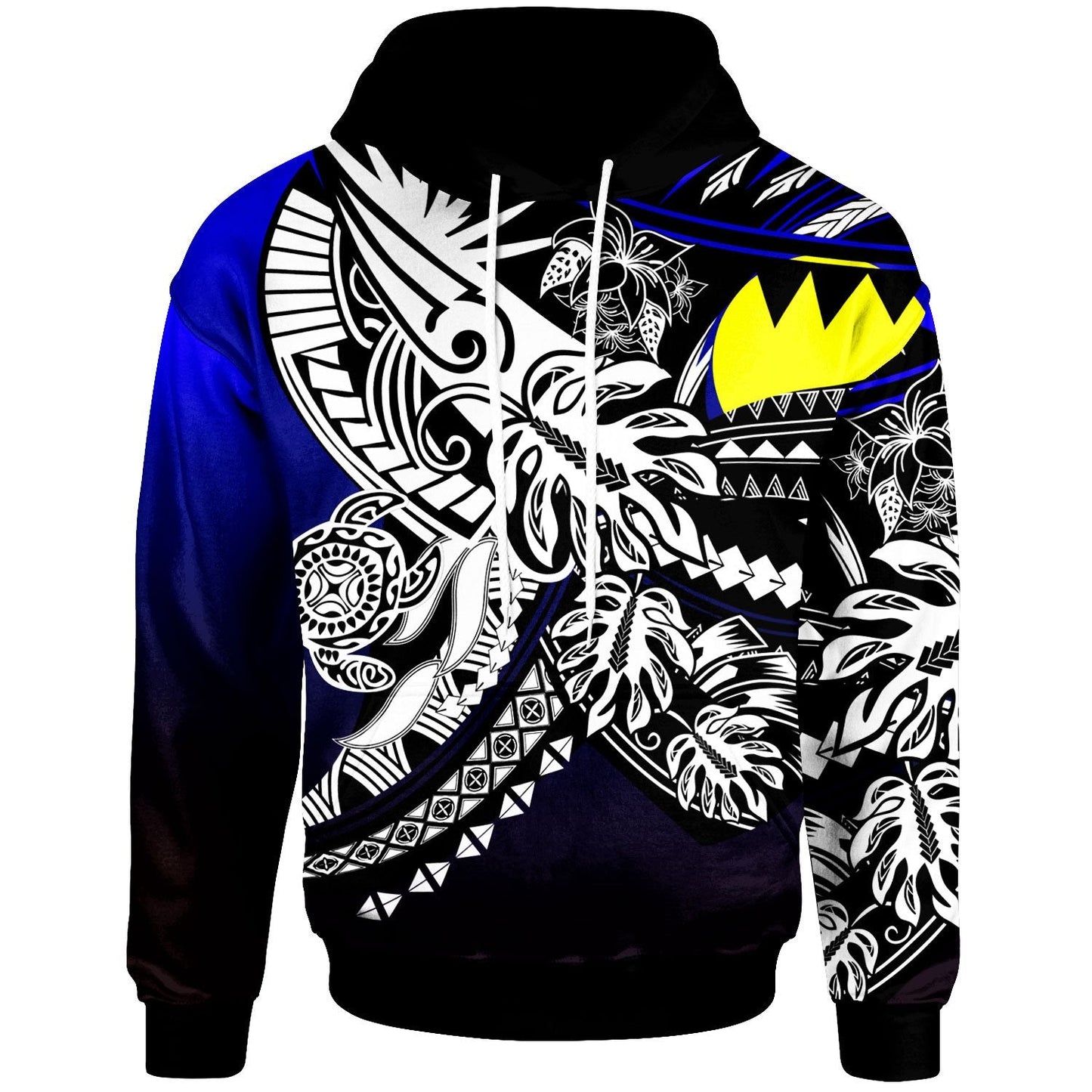 Palau Hoodie Tribal Jungle Pattern Blue Color