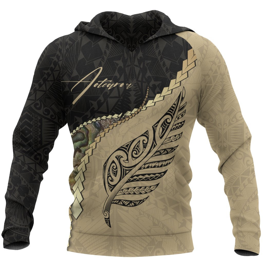 Maori Silver Fern Hoodie, Paua Shell Pullover Hoodie Signature