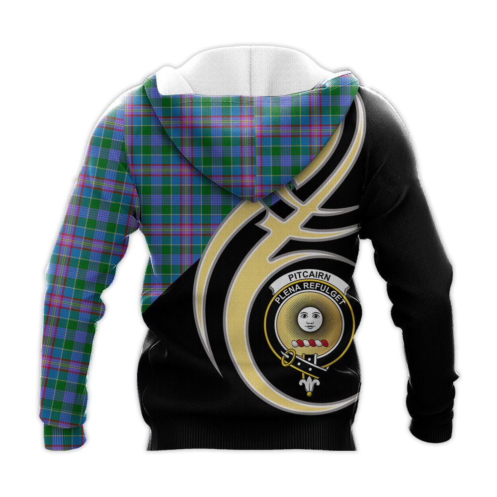 Printivon Pitcairn Hunting Clan Believe In Me Crest Tartan Knitted Hoodie Custom Your Text