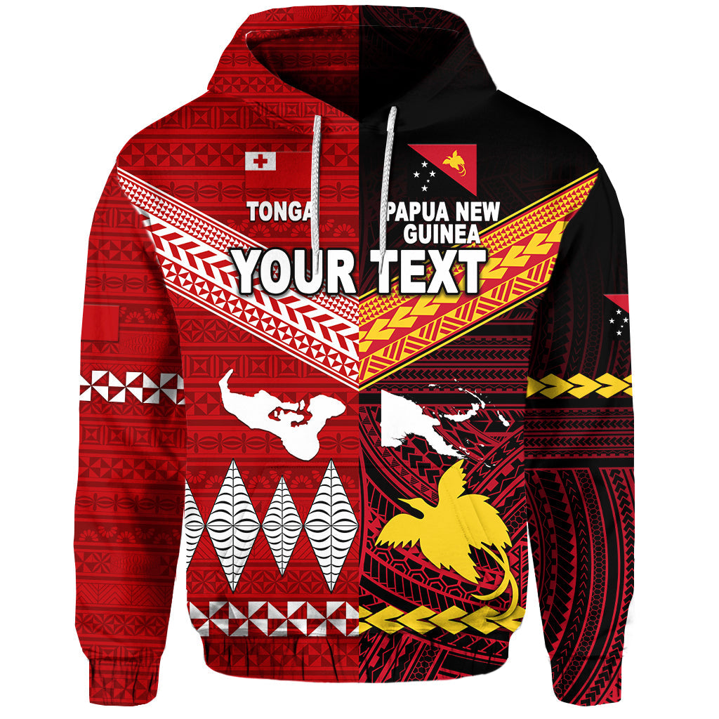 ( Personalised) Papua New Guinea And Tonga Hoodie Polynesian Together Red