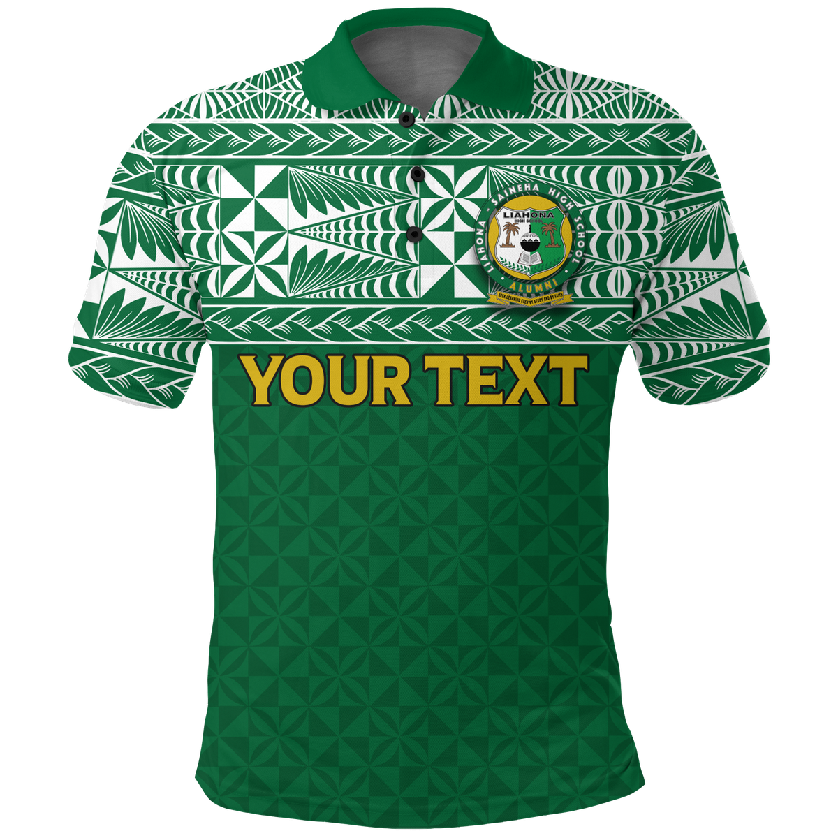 Custom Personalised Liahona Tonga Polo Shirt - Tongan Pattern -