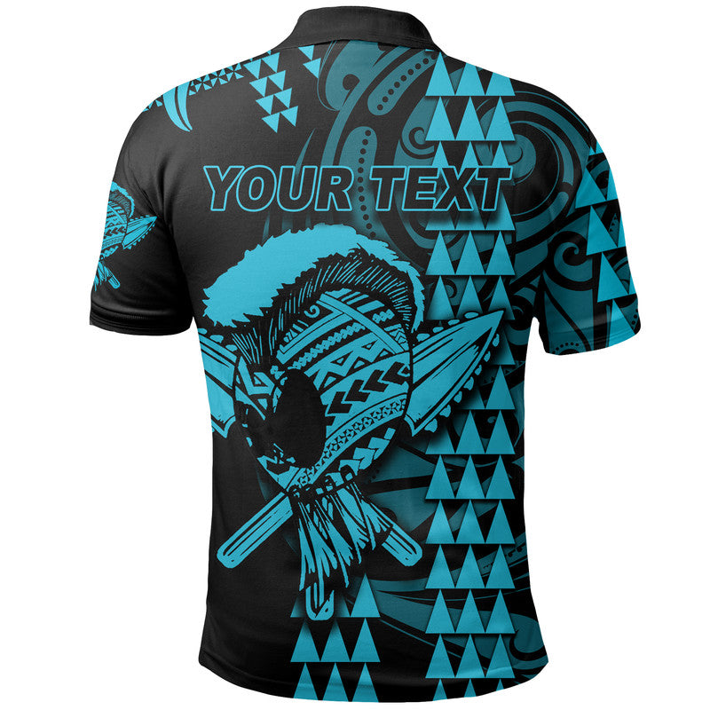 Custom Personalised Hawaii Polynesian Warrior Kakau Polo Shirt - Blue