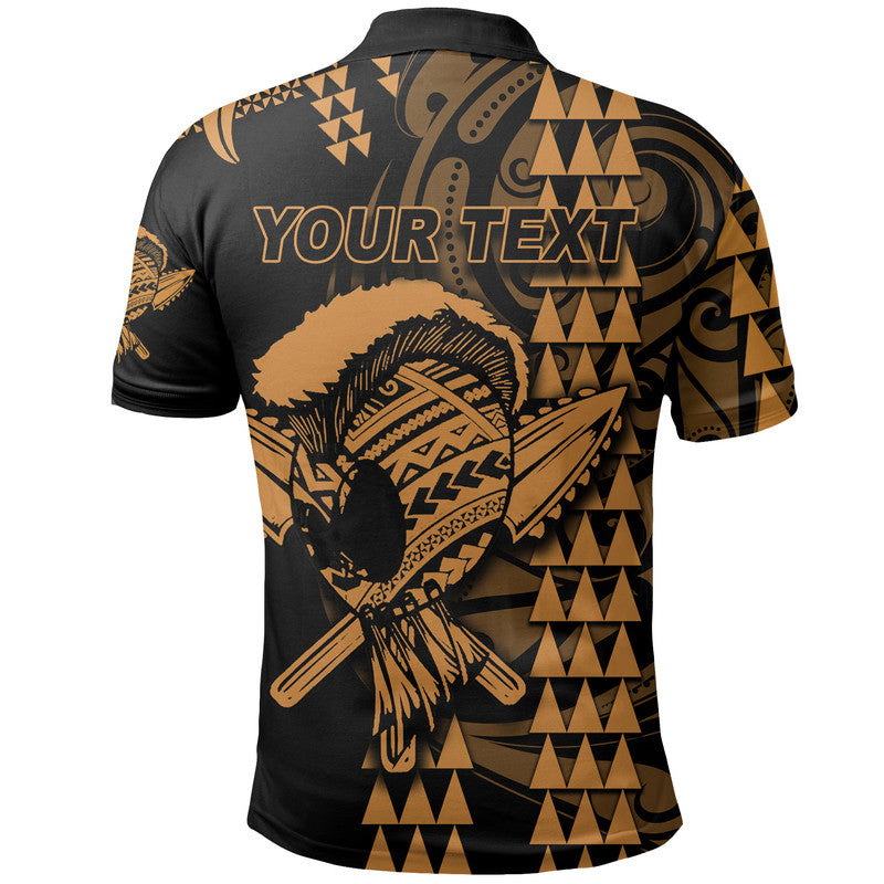 Custom Personalised Hawaii Polynesian Warrior Kakau Polo Shirt - Gold