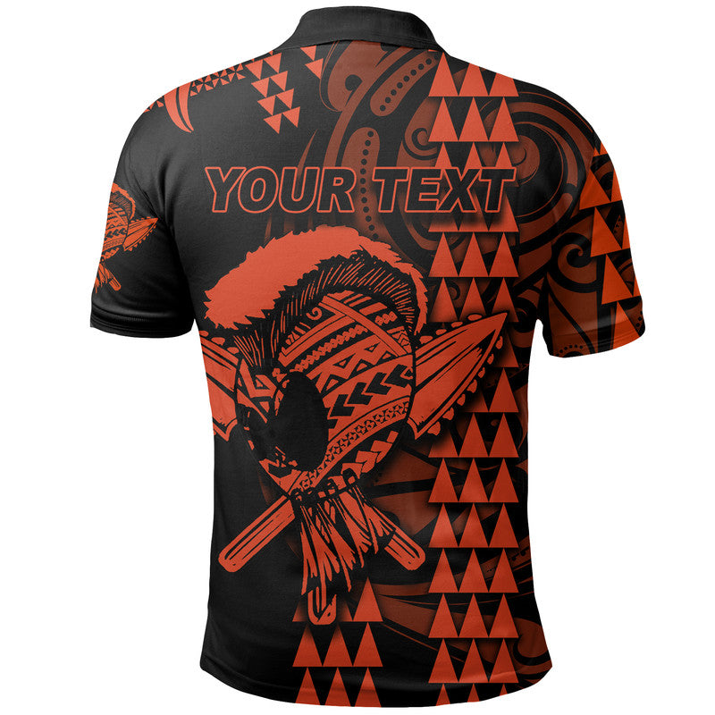 Custom Personalised Hawaii Polynesian Warrior Kakau Polo Shirt - Orange