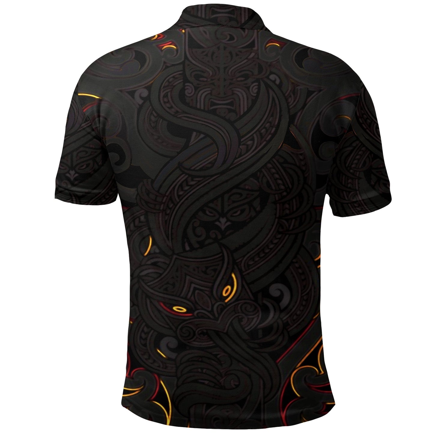 New Zealand Polo Shirt, Maori Gods Golf Shirt, Tumatauenga God of War - Black