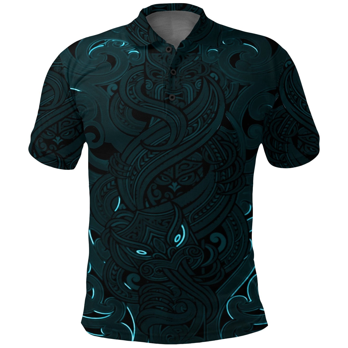 New Zealand Polo Shirt, Maori Gods Golf Shirt, Tumatauenga God of War - Blue