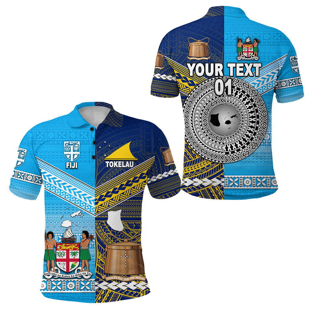 Custom Personalised Fiji and Tokelau Polo Shirt Together, Custom Text And Number