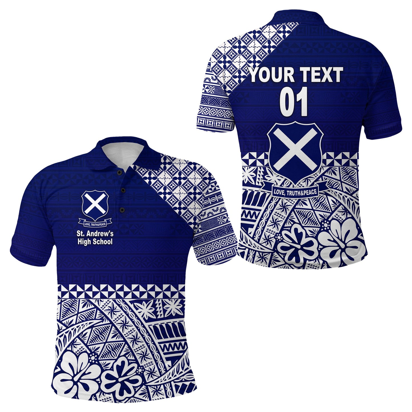 Custom Personalised St. Andrew's High School Polo Shirt Tonga Kupesi Vibes