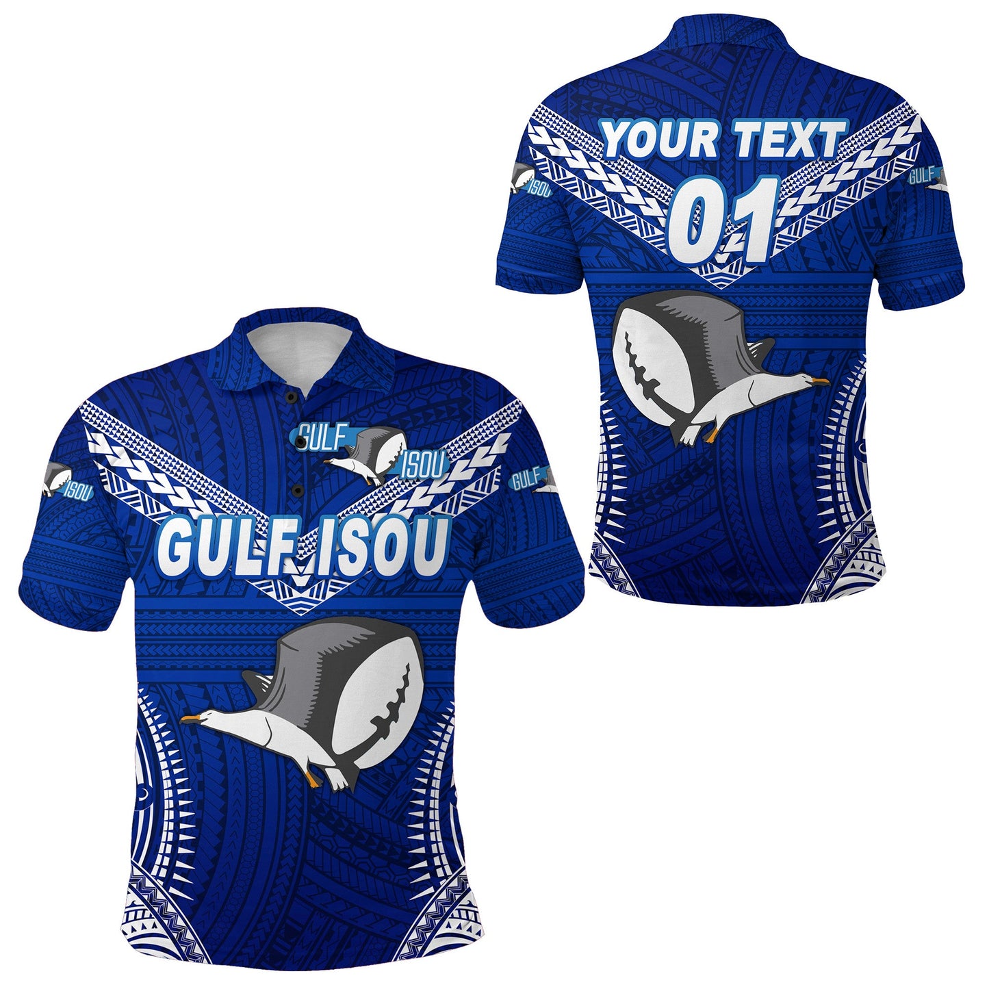 Custom Personalised Papua New Guinea PRK Gulf Isou Polo Shirt Rugby Original Style - Blue, Custom Text And Number