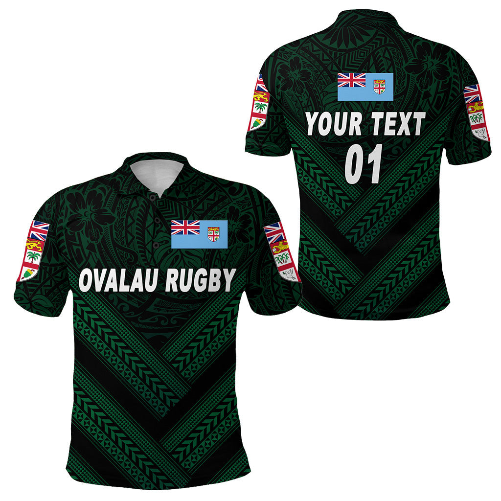 Custom Personalised Fiji Ovalau Rugby Polo Shirt Dark Green Style, Custom Text And Number