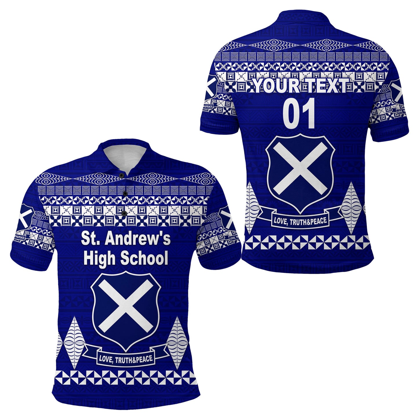 Custom Personalised St. Andrew's High School Polo Shirt Simple Tongan Kupesi