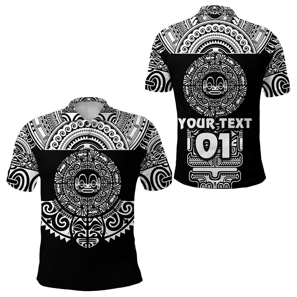 Custom Personalised Marquesas Islands Polo Shirt Marquesan Tattoo Simplified Version - Black