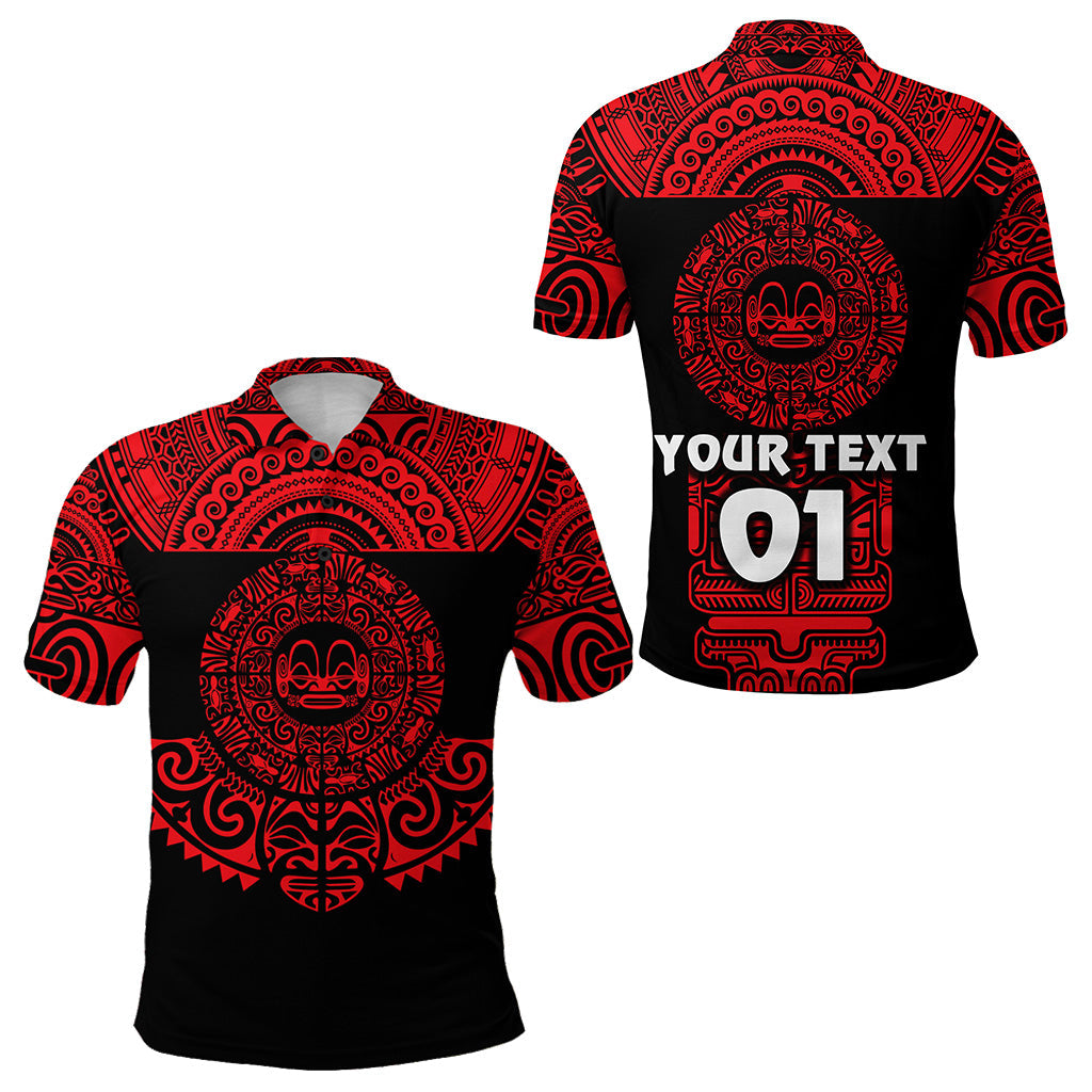 Custom Personalised Marquesas Islands Polo Shirt Marquesan Tattoo Simplified Version - Red