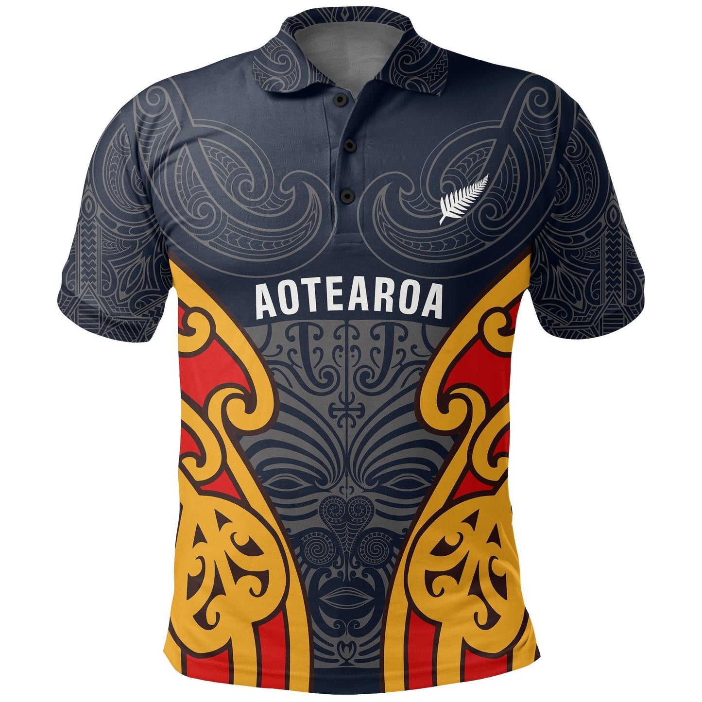 New Zealand Maori Moko Polo Shirt Aotearoa Silver Fern
