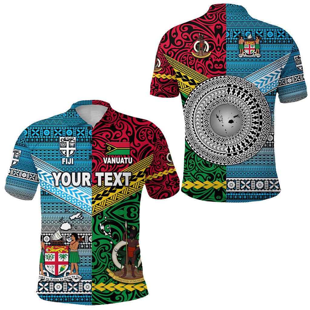 Custom Personalised Vanuatu And Fiji Polo Shirt Together - Bright Color