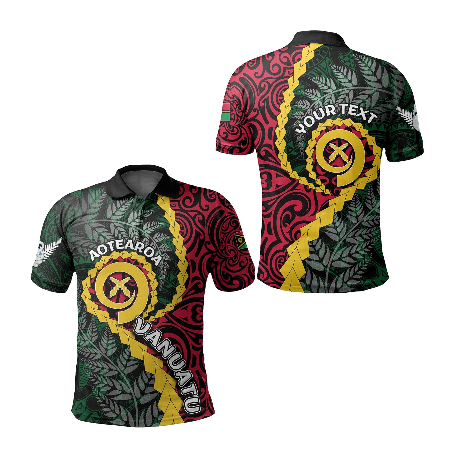 Custom Personalised Vanuatu Polo Shirt Mix Maori Silver Fern