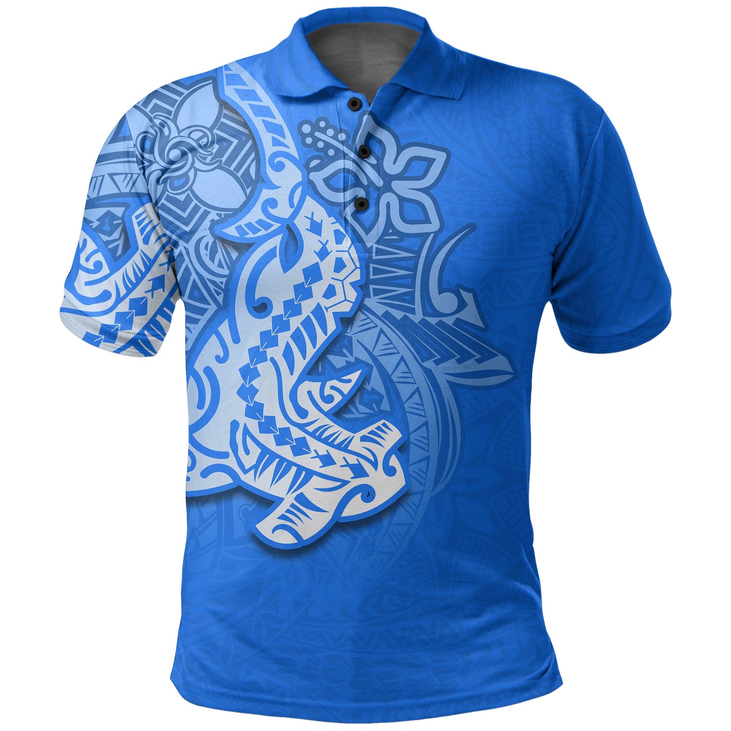 Hammerhead shark Polo Shirt Polynesian Blue Style