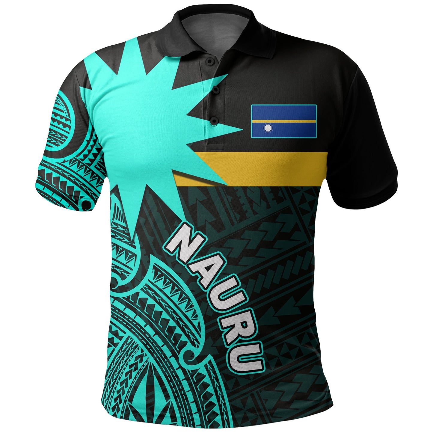 Nauru Polo Shirt Flag In Heart No.4
