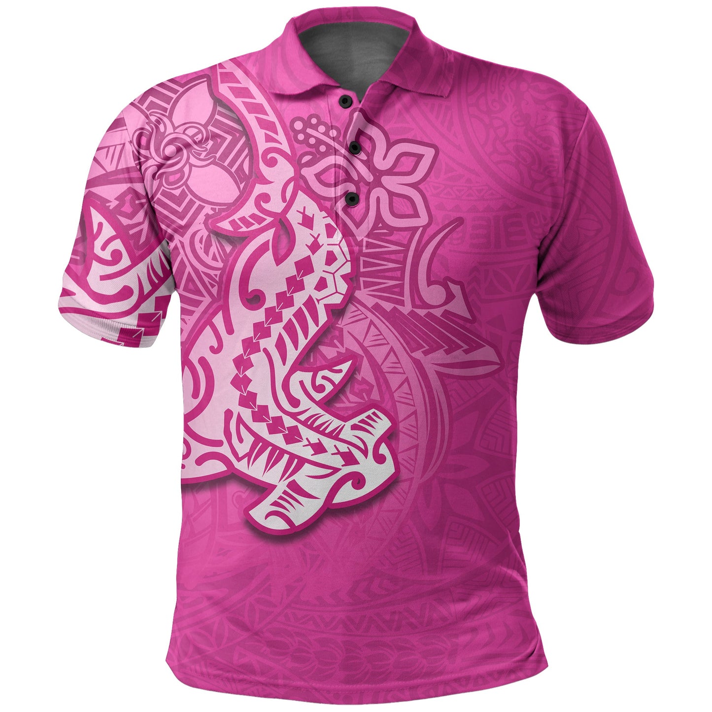 Hammerhead shark Polo Shirt Polynesian Pink Style