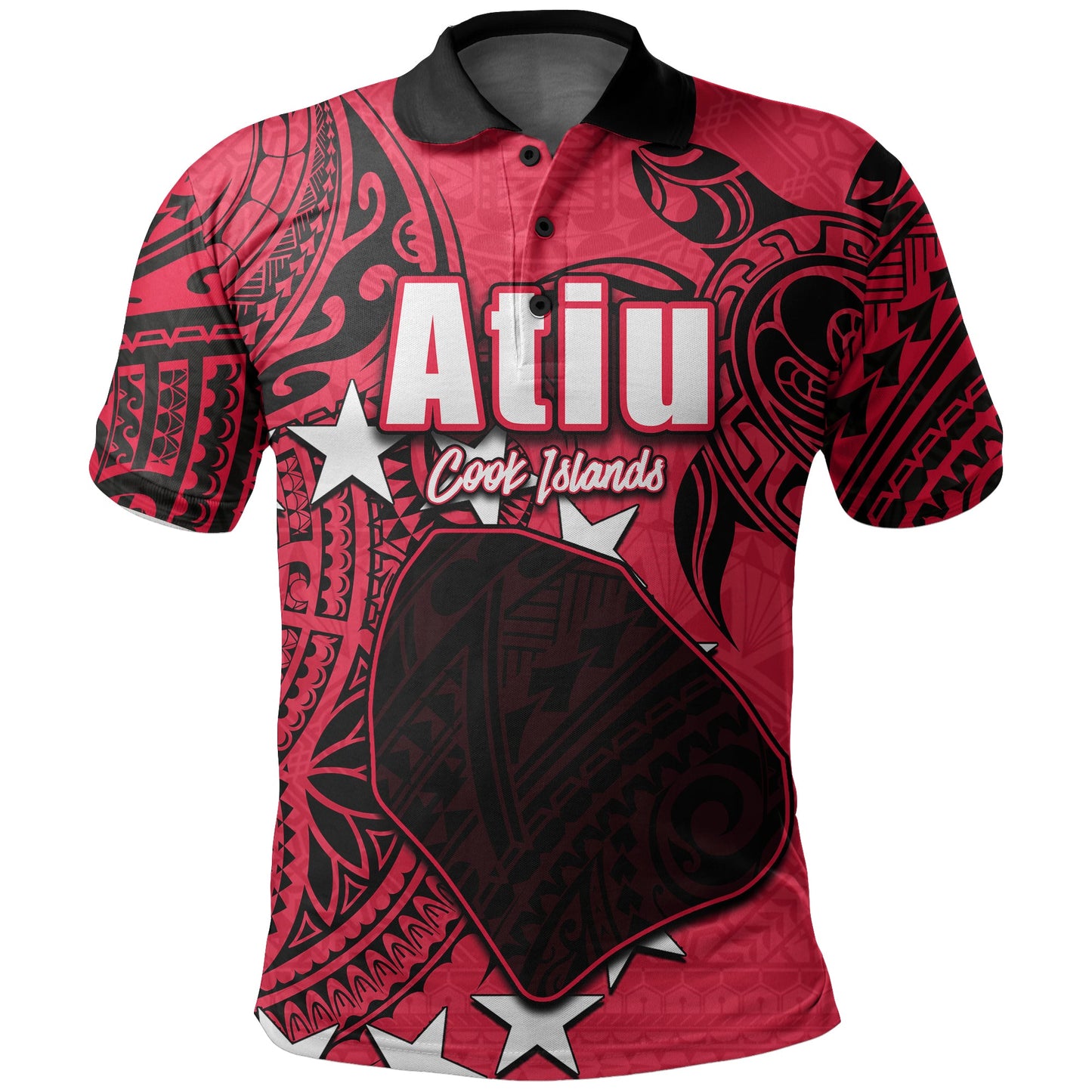 Cook Islands Polo Shirt Atiu Polynesian Tribal Red Shirt