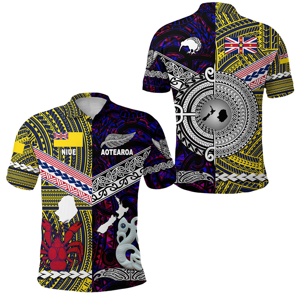 New Zealand Maori Aotearoa And Niue Together Polo Shirt - Purple