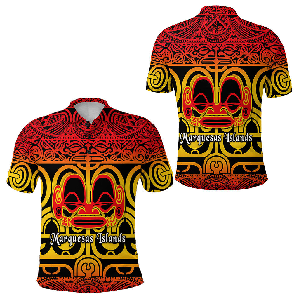 Marquesas Islands Polo Shirt Marquesan Tattoo Simple Style - Gradient Red