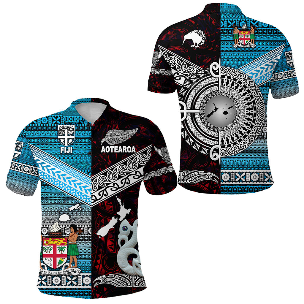 New Zealand Maori Aotearoa Fiji Tapa Together Polo Shirt - Red