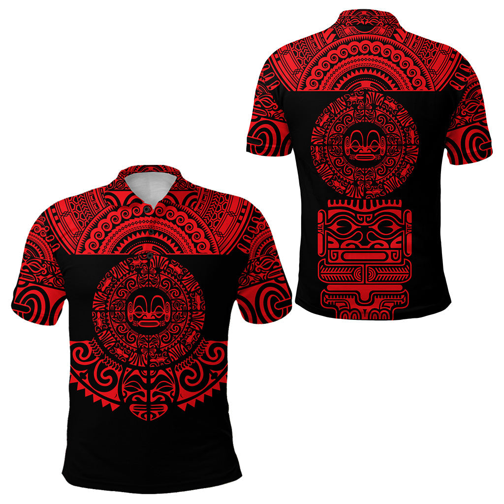 Marquesas Islands Polo Shirt Marquesan Tattoo Simplified Version - Red