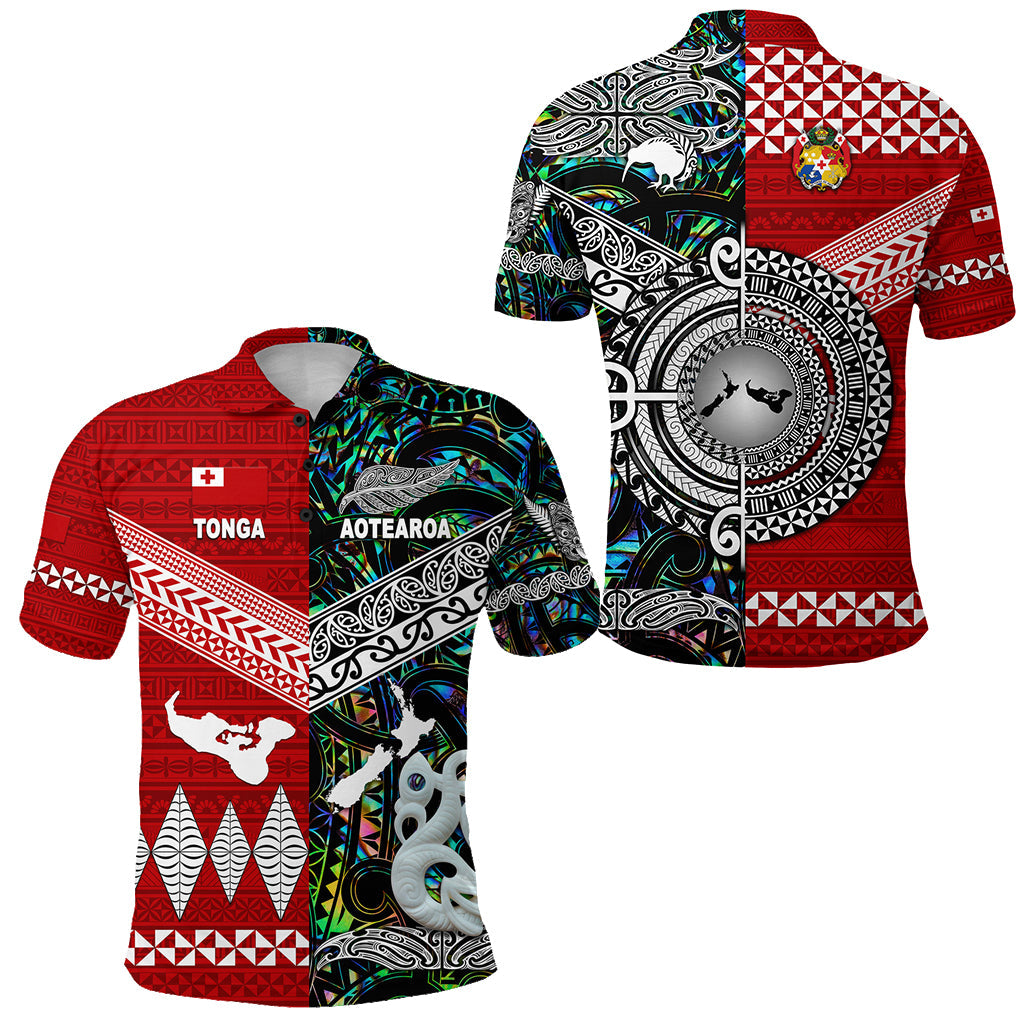 New Zealand Maori Aotearoa Tonga Polynesian Together Polo Shirt - Paua Shell