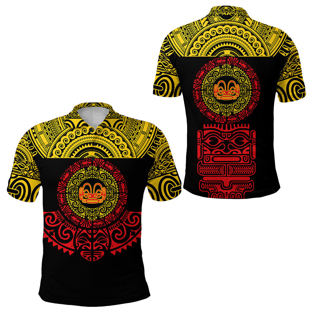 Marquesas Islands Polo Shirt Marquesan Tattoo Simplified Version - Yellow