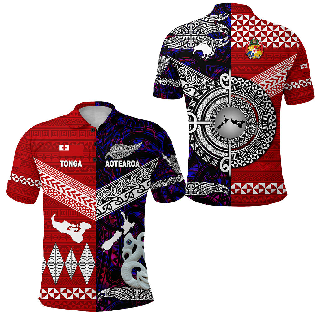 New Zealand Maori Aotearoa Tonga Polynesian Together Polo Shirt - Purple