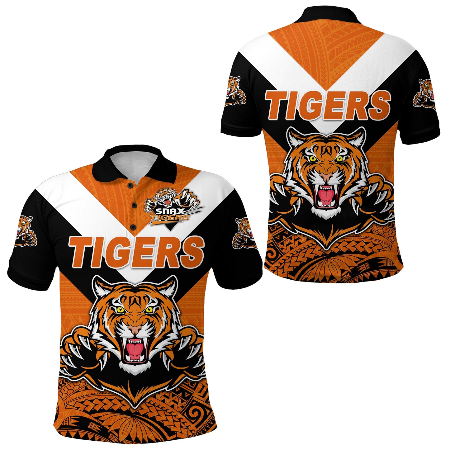 Papua New Guinea Lae Snax Tigers Polo Shirt Rugby Simple Style - Black